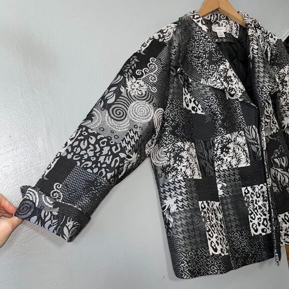 CJ Banks Jacket Plus Size 1X Tapestry Blazer Open Front Artsy Brocade Patchwork - Picture 2 of 14